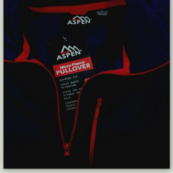 ASPEN Mens Large Dark Blue Micro-Fleece 1/4 Zip Vertical Pocket Jacket NWT - Picture 6 of 6